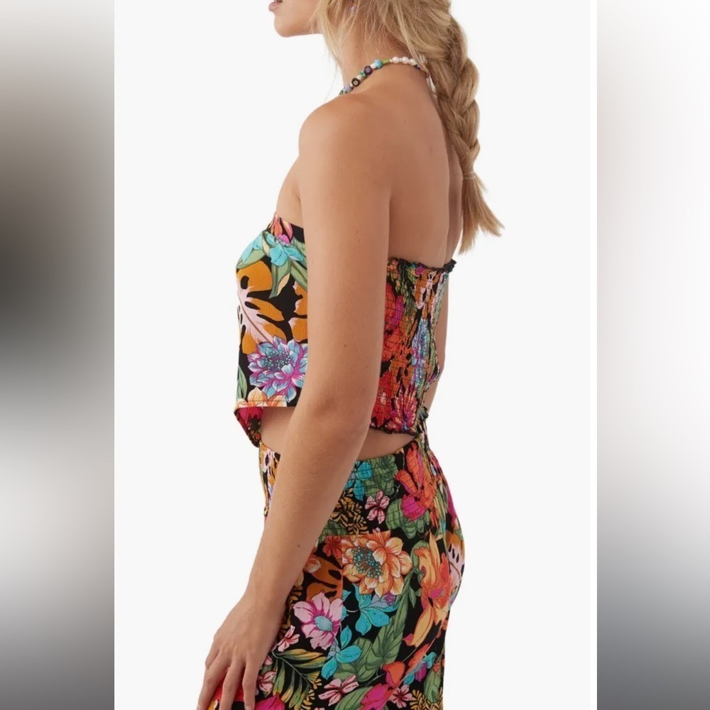 O'Neill Jayson Strapless Floral Top, Red Multi, Small, NWT - Picture 2 of 5